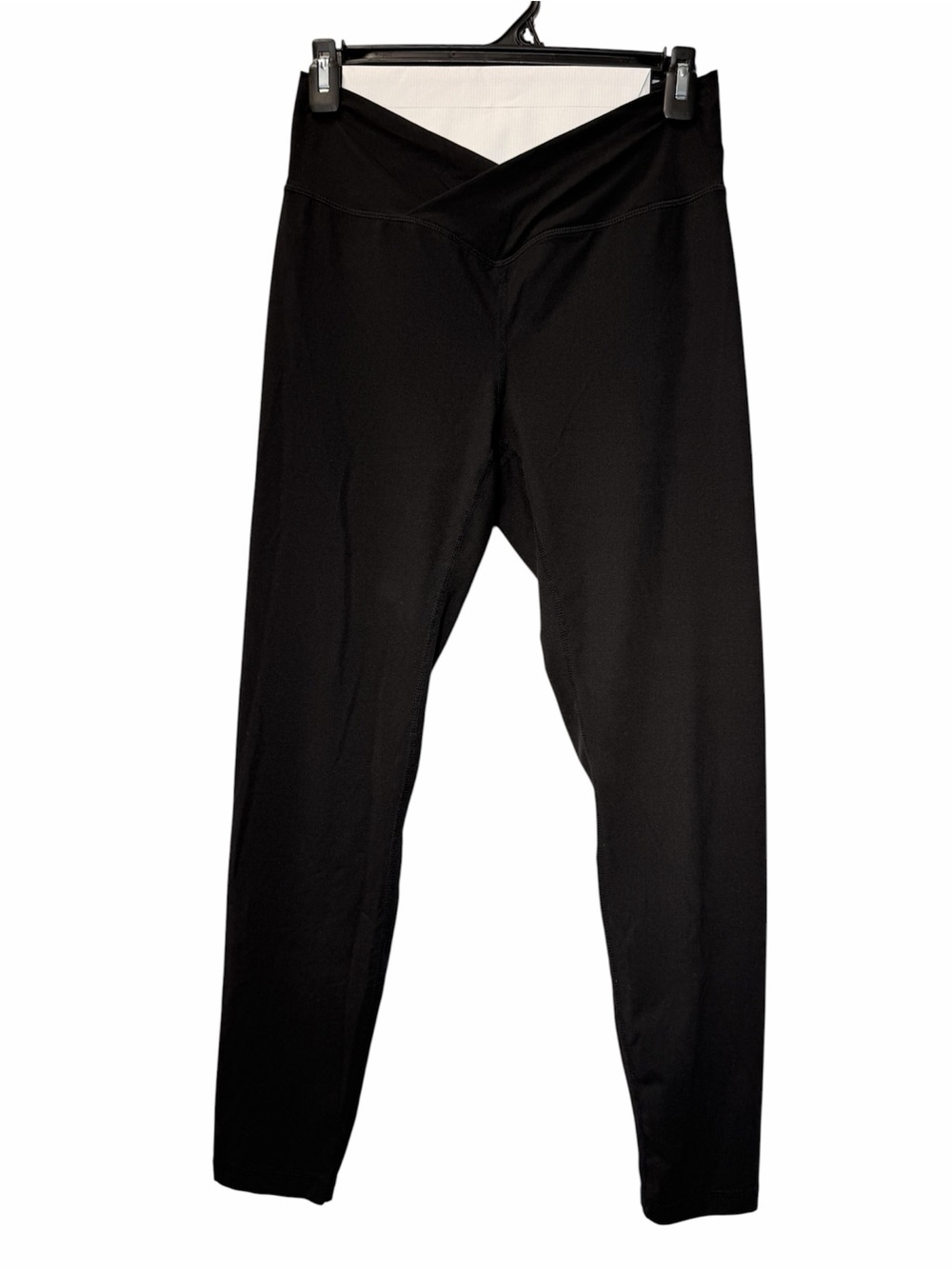 Nellie Mae Black High Waisted V-Waist Crossover Leggings Large Exercise